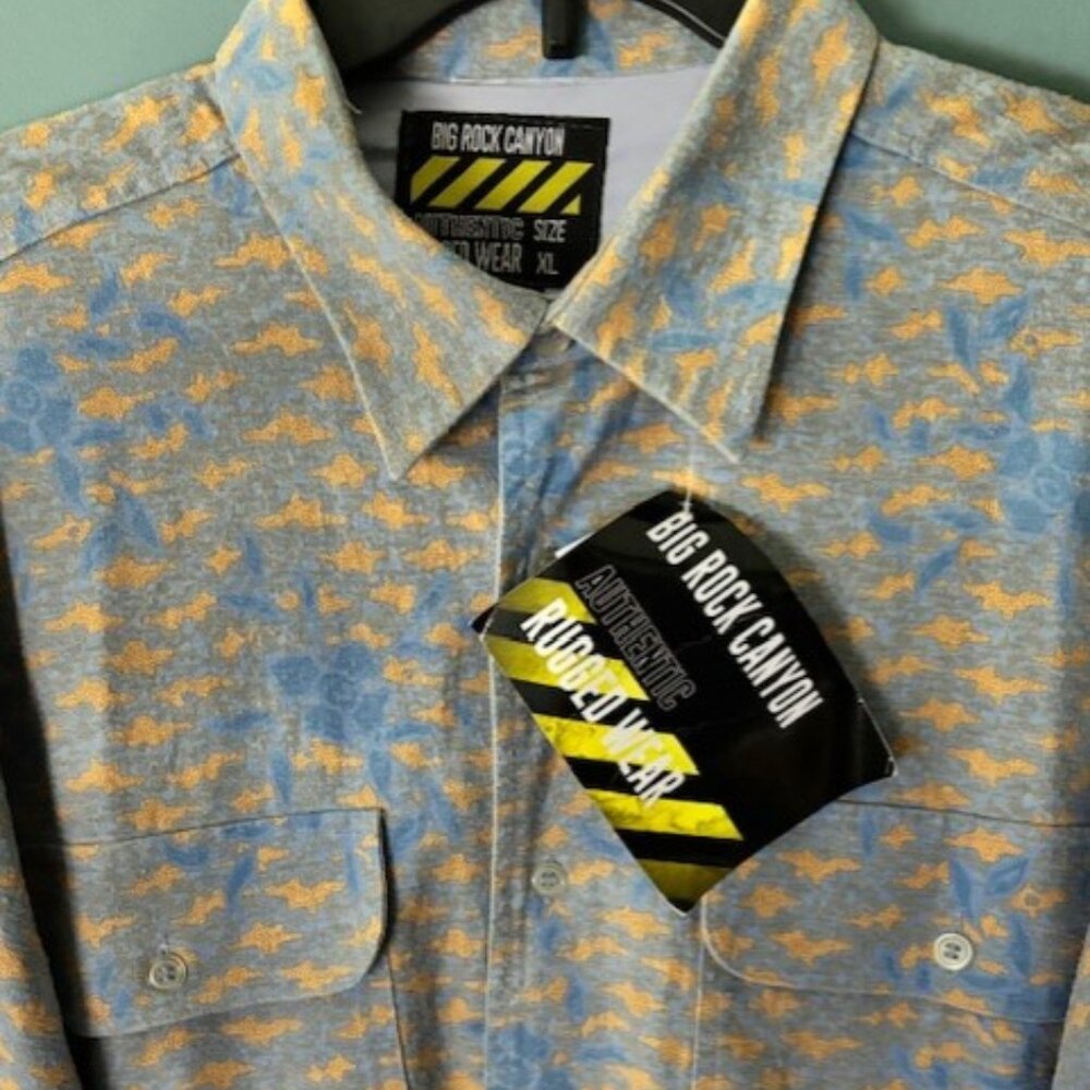 Big Rock Canyon Authentic Rugged Wear Blue Long Sleeve Button XL Outdoor Preppy